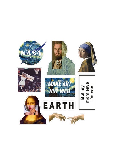 Art Sanat Temalı Laptop Notebook Tablet Sticker Seti 9 Adet