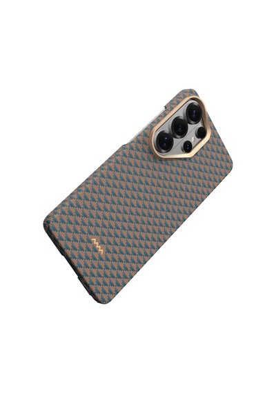 Galaxy S26 Ultra Uyumlu Kılıf M-safe Şarj Özellikli Raptic Aramid Skin Origin Serisi Kapak Gold-mavi Mavi - Gold