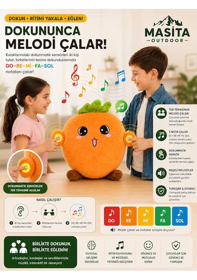 Masita Dokunmatik Ve Ritim Sensörlü İnteraktif Müzikli Peluş Oyuncak Karışık Modeller 1 Adet Çok Renkli
