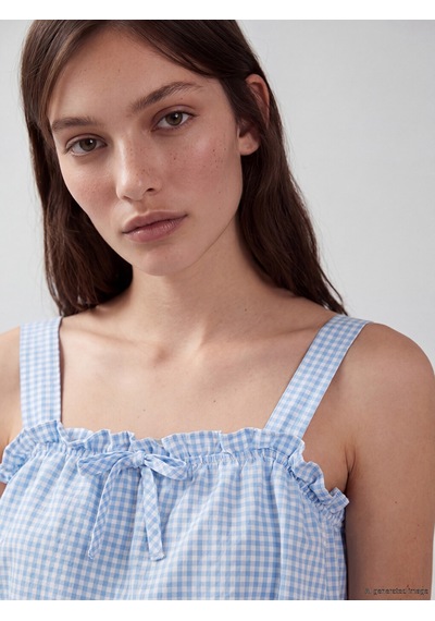 Lcw Dream Ekru Ekose Kadın Şortlu Pijama Takımı