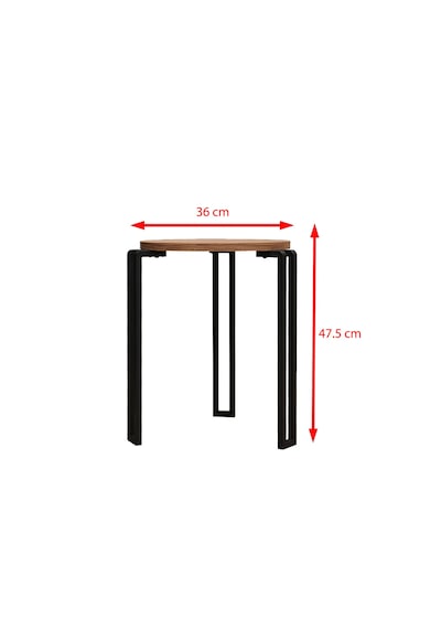 3 Lü Zigon Sehpa Metal Ayaklı Çam Ahşap Yuvarlak Misafir Sehpası