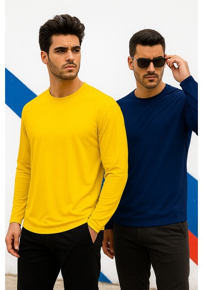 Rich Erkek Sarı-lacivert 2'li Paket Basic Uzun Kollu Body Sarı-lacivert