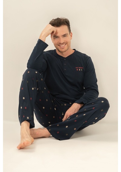 Arnetta Erkek Just Breathe Lacivert Uzun Kol Pijama Takım Ar3853-s-v1 Ar3853-s-v1