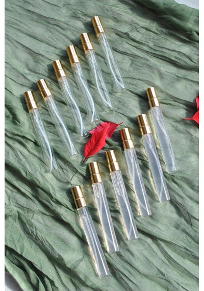 12 Adet 10 Ml Boş Cam Parfüm Şişesi Gold Kalem Şişesi Tüp Sprey Şişe Taşınabilir Cep Çantalık Doldurulabilir