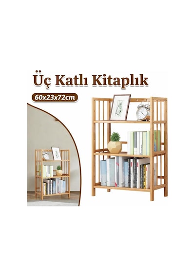 Valkyrie 3 Katlı Bambu Kitaplık 60x23x72 Cm Doğal Ahşap Görünümlü Çok Amaçlı Dekoratif Raf Valkyrie 3 Katlı Bambu Kitaplık 60x23x72 Cm Doğal Ahşap Görünümlü Çok Amaçlı Dekoratif Raf