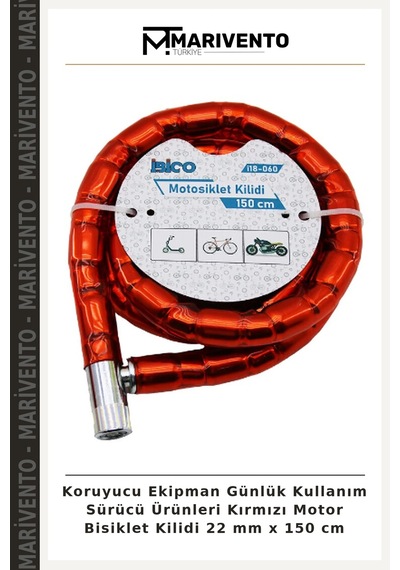 Koruyucu Ekipman Günlük Kullanım Sürücü Ürünleri Kırmızı Motor Bisiklet Kilidi 22 Mm X 150 Cm