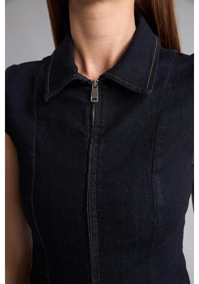 Defacto Fermuarlı Mini Jean Elbise H6340ax26smnm82 Mavi-nm82