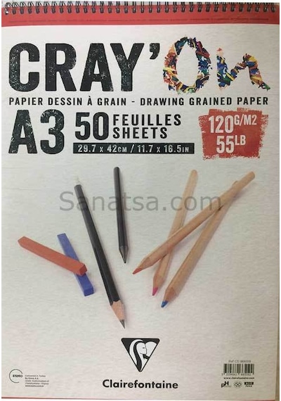 Clairefontaine Cray On Resim Defteri Üstten Sipralli 120 G A3 5