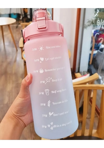 Günlük Motivasyon Su Matarası 2 Litre Çok Renkli