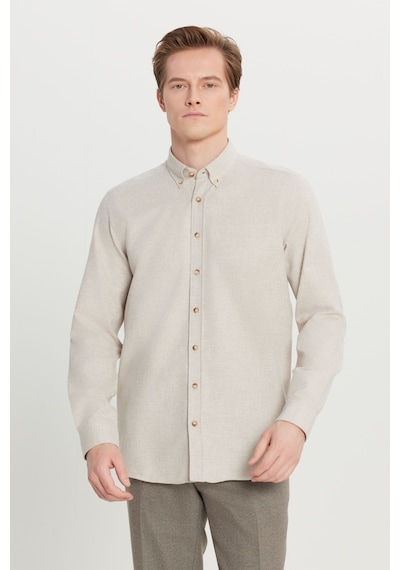 Altınyıldız Classıcs Erkek Bej Pamuklu Slim Fit Dar Kesim Düğmeli Yaka Diagonal Desenli Flanel Gömlek Altınyıldız Classıcs Erkek Bej Pamuklu Slim Fit Dar Kesim Düğmeli Yaka Diagonal Desenli Flanel Gömlek