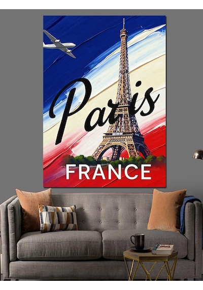 Ahşap Tablo Paris Eyfel Kulesi Retro Poster