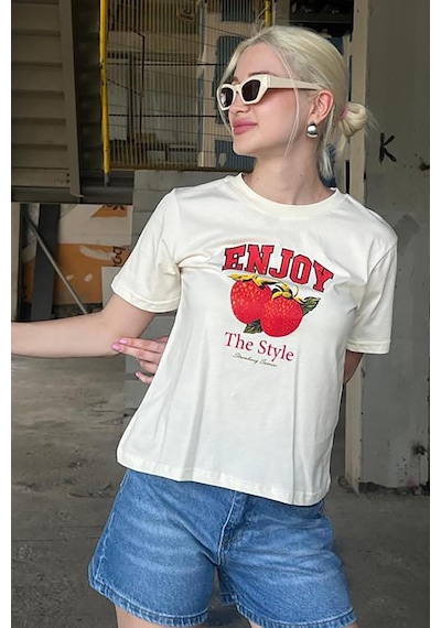 Madmext Beyaz Bisiklet Yaka Pamuklu Kısa Kollu Kadın T-shirt Mg2150-beyaz Beyaz