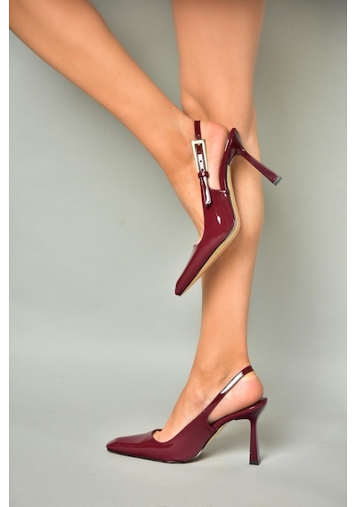 Fox Shoes S752084908 Bordo Rugan Kalın Topuklu Kadın Ayakkabı Bordo