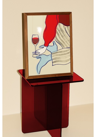 Wine Women Temalı Dekoratif Poster Tablo Ahşap Çerçeveli