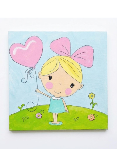 %100 El Yapımı Sevimli Akrilik Tablo - 20x20 Cm Bebek Odası Dekoru