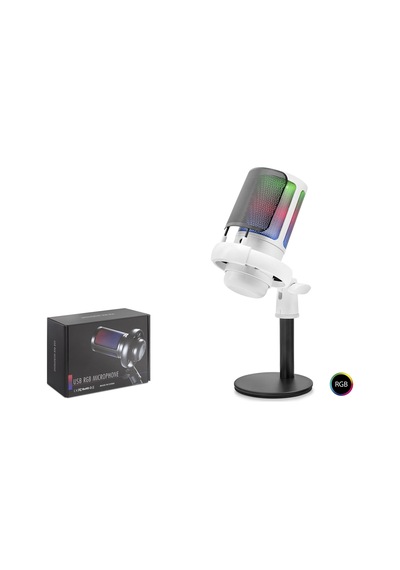 Profesyonel Mikser Kontrollü Gaming Rgb Mikrofon 24 Bit Çinko Alaşım Gövde Type-c - Beyaz Me6sw