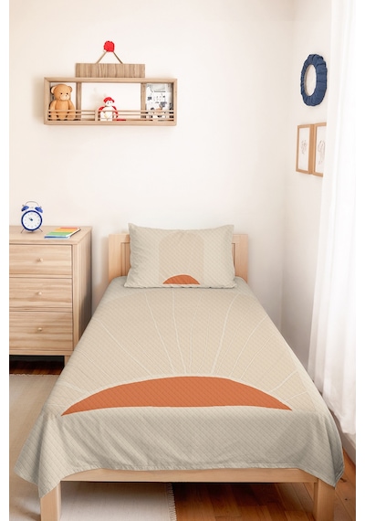 Minimal Güneş Ekru Genç Odası Tek Kişilik Boho Pike Takımı-modern 160x220cm Kapitone Yatak Örtüsü Keten Toprak Dengesi