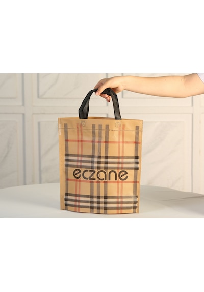 Eczane Bez Çanta Körüklü Kahve Ekose 50'li 33 x 6 x 30 CM