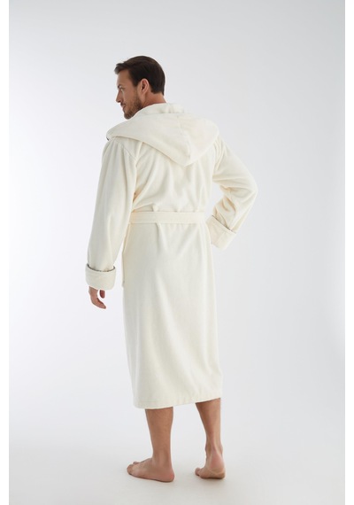 Racing Speed Nakış Triga Bukle Bambu Cotton Erkek Bornoz Krem
