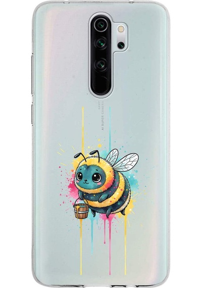 Redmi Note 8 Pro İle Uyumlu Splash Arı Tasarımlı Şeffaf Silikon Kılıf Şeffaf