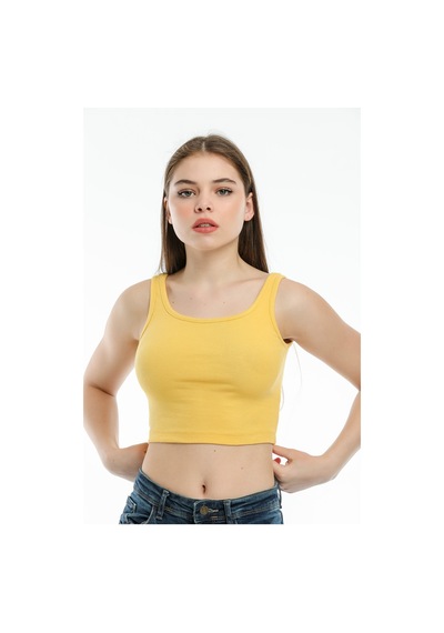 Kadın Crop Örme Atlet-tişort Spr21y12 001