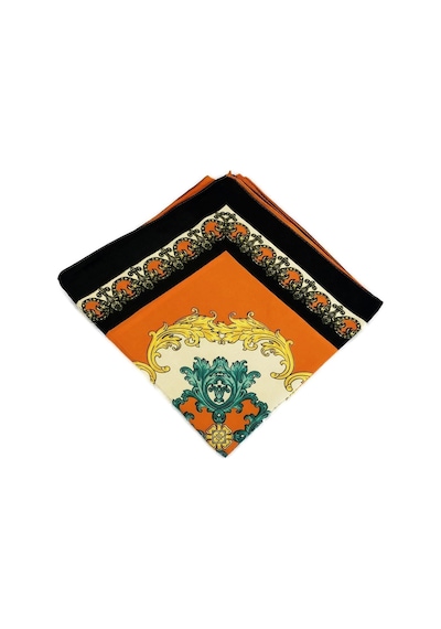 Tikitonki Çiçek Desenli Oranj Saten Eşarp - 90x90 Oranj Oranj