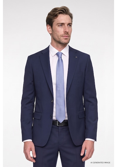 AC&Co / Altınyıldız Classics Erkek Lacivert Slim Fit Dar Kesim Mono Yaka Takım Elbise Lacivert