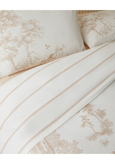 English Home Garden Toile Pamuk Tek Kişilik Nevresim Takımı 160x220 Cm Bej