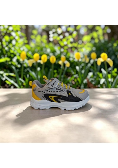 Almerakids Almera Kids 620 Buz Sarı Cırtlı Erkek Çocuk Spor Ayakkabı Gri