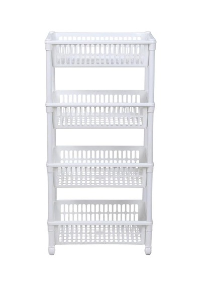 Beyaz Tekerlekli Sebzelik Ve Meyvelik 4 Katlı Plastik Patates Ve Soğan Sepeti 51x21, H:95cm Çok Renkli