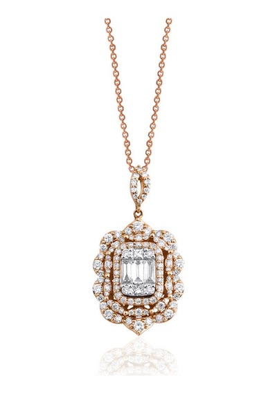 0.95 Karat Baget Pırlanta Kolye 74206846