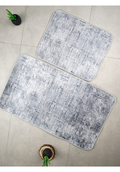 Dijital Baskılı Yıkanabilir Kaymaz Taban 2li Banyo Halısı Paspas Klozet Takımı 6097b