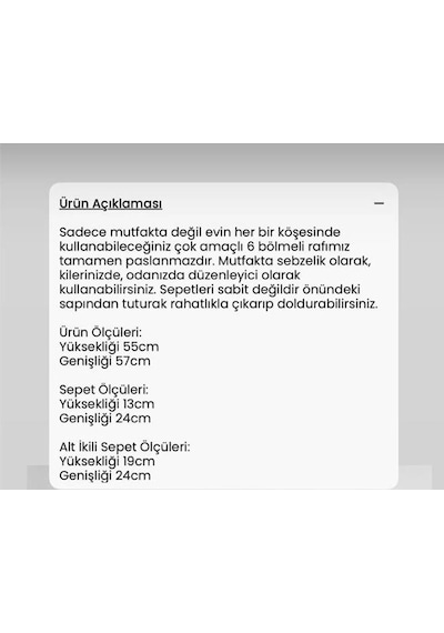 Metal Tekerlekli Paslanmaz Sebzelik 6 Bölmeli 3 Katlı Beyaz Beyaz