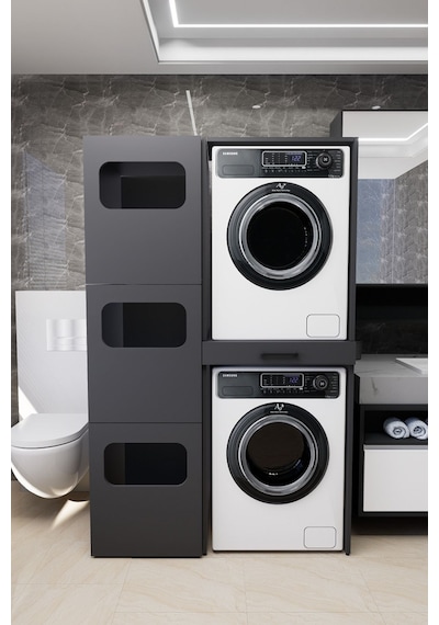 Washbox Banyo Kirli Sepetli Çamaşır Makinası Dolabı Ve Kurutm... Antrasit