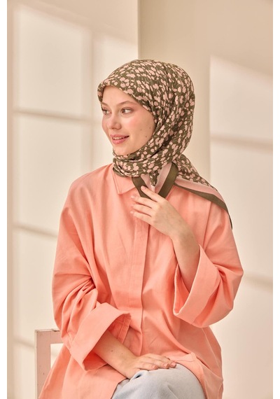 Silk Home Aura Eşarp 140005-16 Koyu Yeşil, Pudra, Ekru