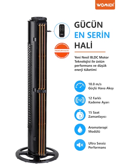 60w Sessiz Pervanesiz Kule Tipi Vantilatör Serinletici Dikey Uzaktan Kumandalı Aromaterapi Zaman Ayarlı