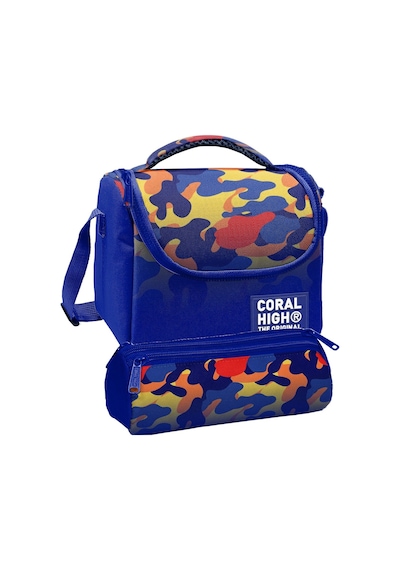 Coral High Beslenme Çantası Ve Üç Gözlü Kalemlik Seti - Mavi Çok Renkli Kamuflaj Desenli Erkek Çocuk 37139 Lacivert