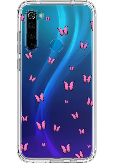 Xiaomi Redmi Note 8 Uyumlu Şeffaf Kılıf Kelebek 2 Tasarımlı