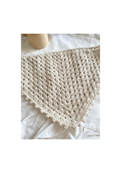 Örgü Üçgen Bandana Krem Krem