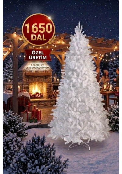 250 Cm Lüks Beyaz Yılbaşı Ağacı 1650 Dallı Özel Üretim Noel Ağacı Yılbaşı Çam Ağacı