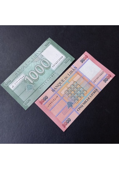 Escoines Koleksiyon 3996368f817356cfdf Lübnan 1000 - 5000 Livres Takım Çil Eski Yabancı Kağıt Para