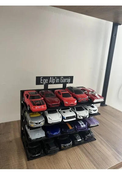 20 Araçlık Kişiye Özel Diecast Garaj Standı 1/64 Ölçek Uyumlu - Siyah