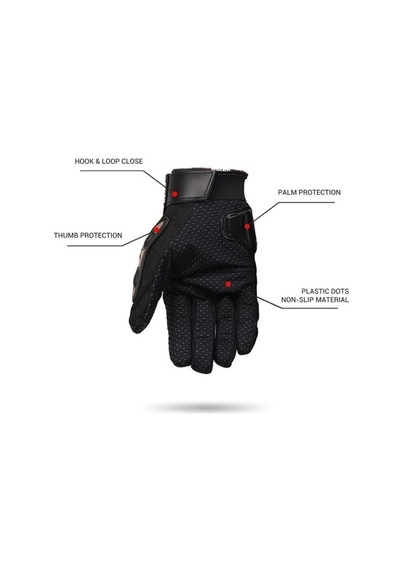 Probiker Motor - Bisiklet Eldiven Siyah 3 Mevsim Korumalı Standart Elastik Kumaş L