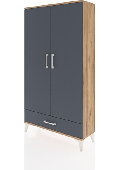 Arges Dolap 4 Raflı Tek Çekmeceli 2 Kapaklı 88x30x163 Çam-antrasit Atlas Çam