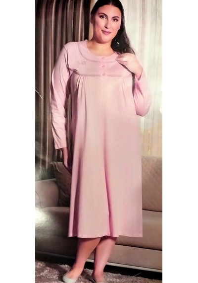 Özalper Uzun Kol Gecelik Anne Geceliği Pembe