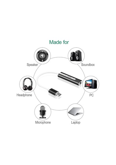 USB Type C 3.1 To 3.5 mm. Jack Harici Ses Kartı 7.1 AUX Çevirici