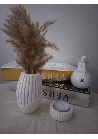 Beyaz İskandinav Pampas Vazo