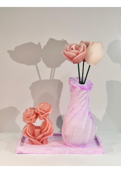 Pınk Love Candle-romantik El Yapımı Mum Pembe-krem-