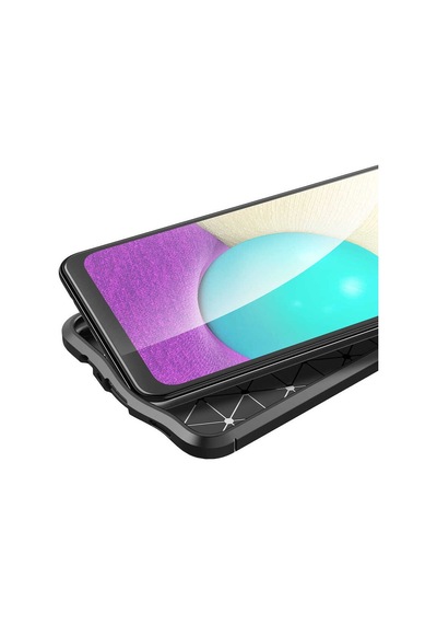 Noktaks - Galaxy A02 Uyumlu Kılıf Deri Dikiş Görünümlü Niss Karbon Silikon Kapak - Lacivert - T16721