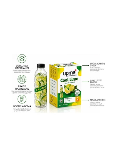 Upme Cool Lime Limon Aromalı İçecek Tozu 10'lu Paket Vitamin C Stevia Doğal Aroma 10 G